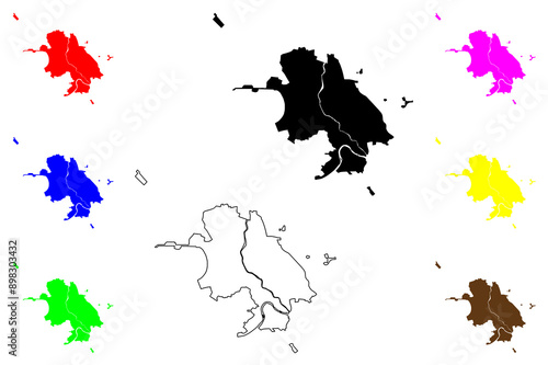 Chita City (Russian Federation, Russia, Zabaykalsky Krai) map vector illustration, scribble sketch City of Chita map