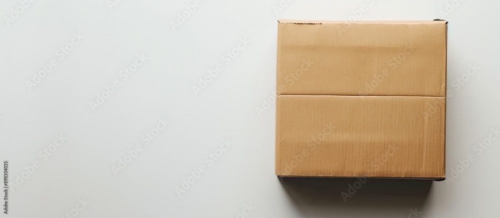 Brown cardboard box displayed on white background with copy space image available Brown cardboard box displayed on white background with copy space image available