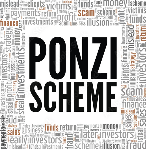 Ponzi Scheme word cloud conceptual design isolated on white background.