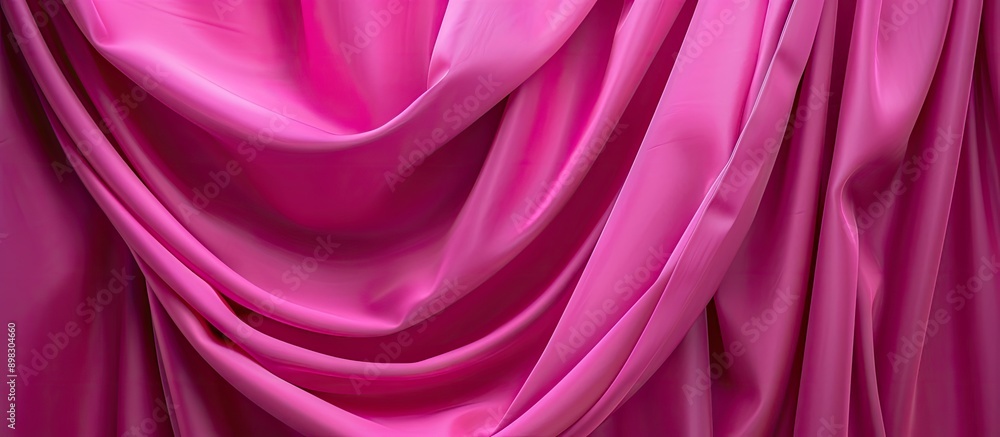 Obraz premium Bright pink curtain fabric draped with elegant folds creating a vibrant copy space image
