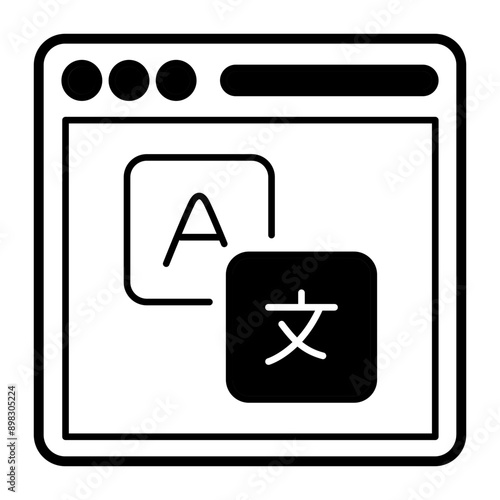 Browser based in app Translator Plugin concept, AI transcriber Extension vector icon design, International Day Language symbol, Translation Services sign, Plurilingualism Multilingualism illustration