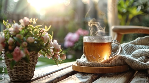 A Cup of Tea on Wooden Table