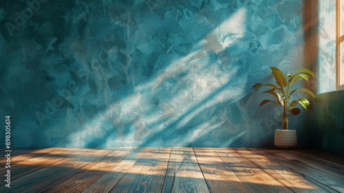 Room With Wooden Floor and Green Wall