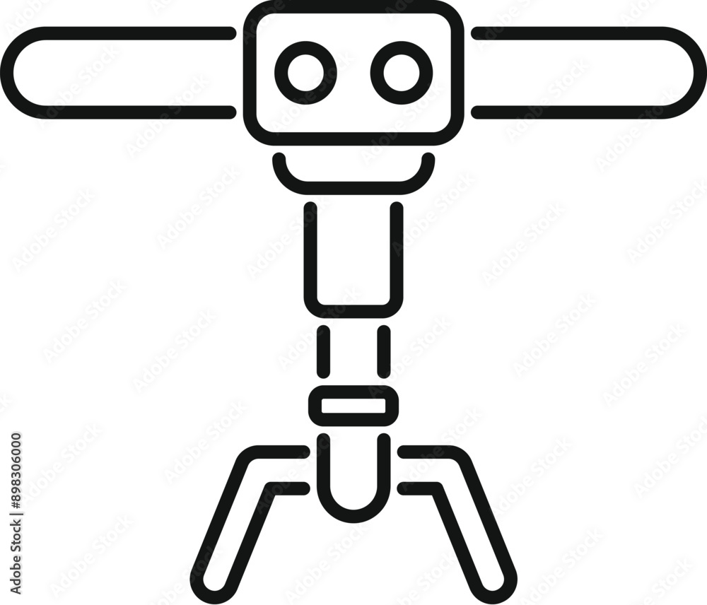 Simple line icon of a robotic arm picking up an object, representing industrial automation and advanced technology Simple line icon of a robotic arm picking up an object, representing industrial automation and advanced technology