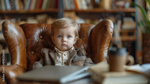 Young Girl Using Laptop in Chair