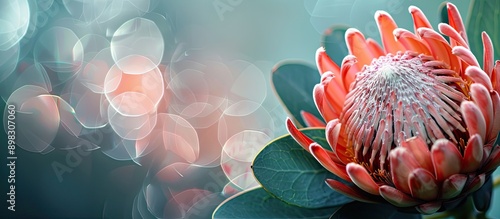 Close up of a Protea cynaroides flower with copy space image photo