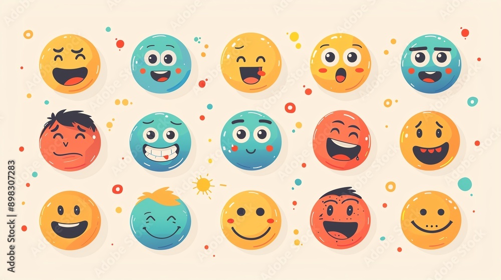 Emoji glyph, expressive faces, flat design illustration Emoji glyph, expressive faces, flat design illustration