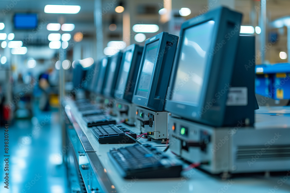 Fototapeta premium Business automation streamlines operations by using technology to perform repetitive tasks, improving efficiency, reducing costs, and enhancing productivity across various processes 