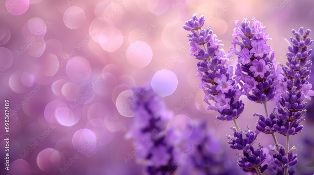 A tight shot of a cluster of purple flowers against a backdrop of out-of-focus, softly lit background The bokeh of the light source is slightly blurred A tight shot of a cluster of purple flowers against a backdrop of out-of-focus, softly lit background The bokeh of the light source is slightly blurred