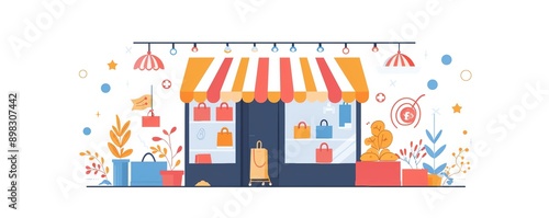 Facebook marketplace, buying and selling, flat design illustration © nitiroj