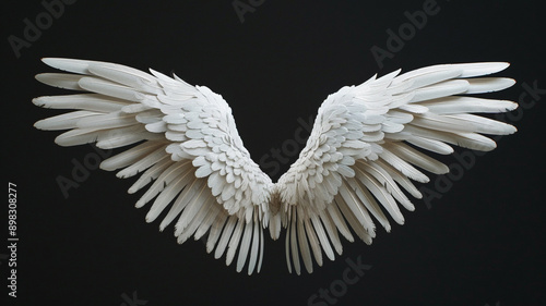 a white angel wings isolated on black background