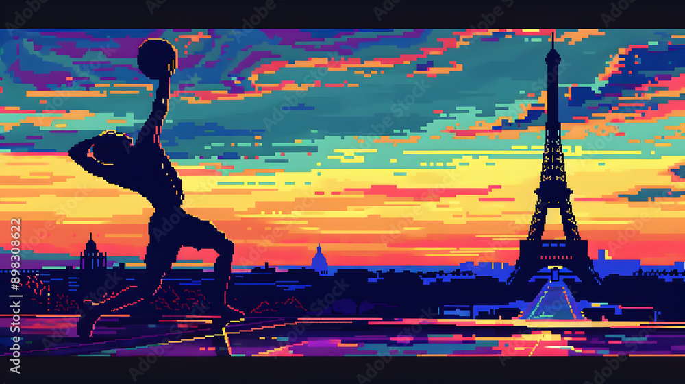 Pixel Art Discus Throw: Pixel art illustration of a discus thrower with ...