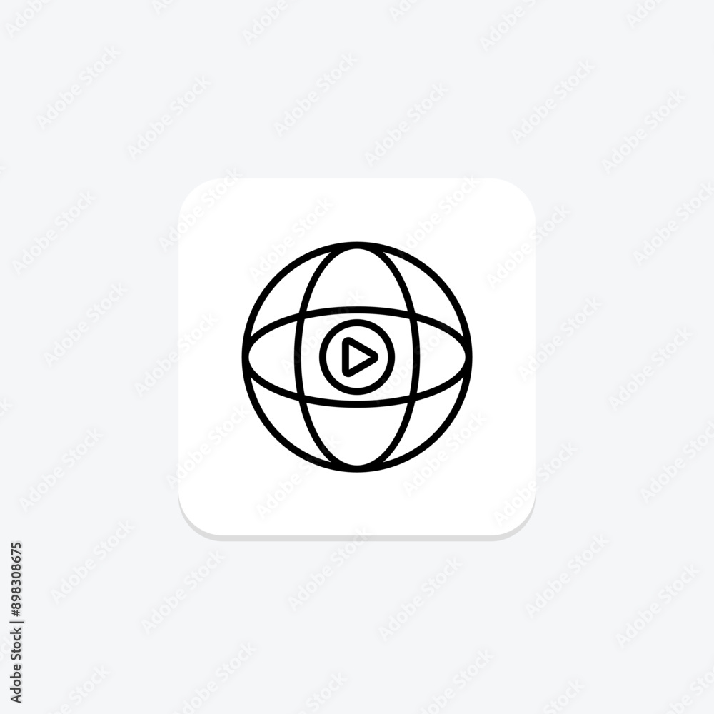 Global Video line icon , vector, pixel perfect, illustrator file Global Video line icon , vector, pixel perfect, illustrator file