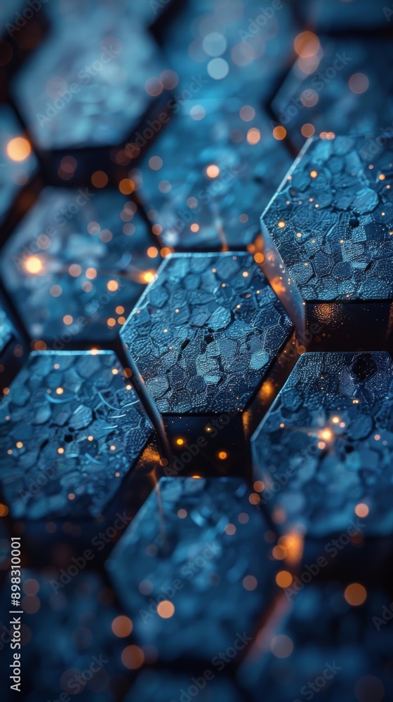 Close-Up of Blue Hexagonal Tile Close-Up of Blue Hexagonal Tile