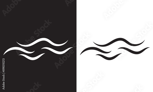 Wind doodle blow, gust design isolated on white and black background. vector illustration. EPS 10