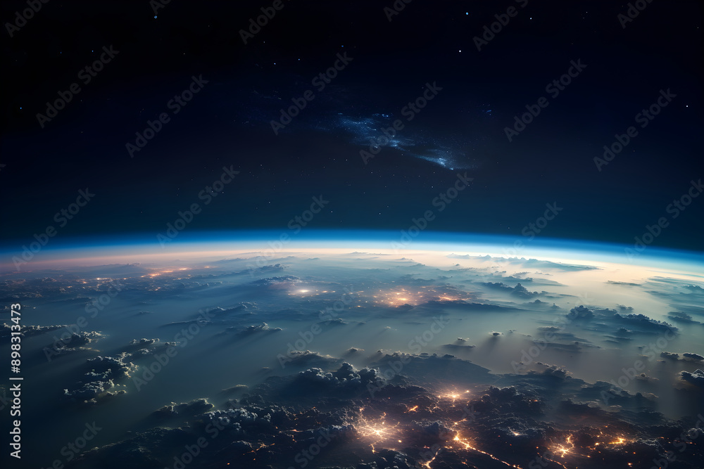 Naklejka premium Pristine View of Earth’s Mesmerising Beauty from Unraveling Infinity of Space