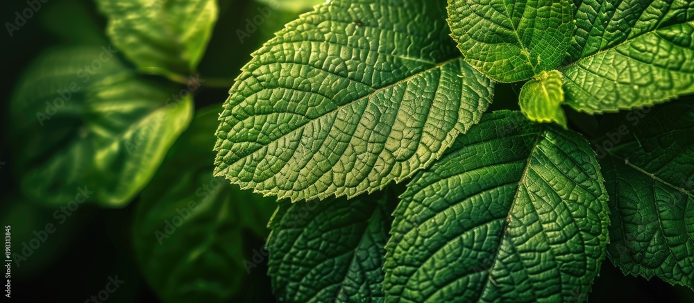 A detailed shot showcasing a green leaf pattern ideal as a natural background with copy space image A detailed shot showcasing a green leaf pattern ideal as a natural background with copy space image