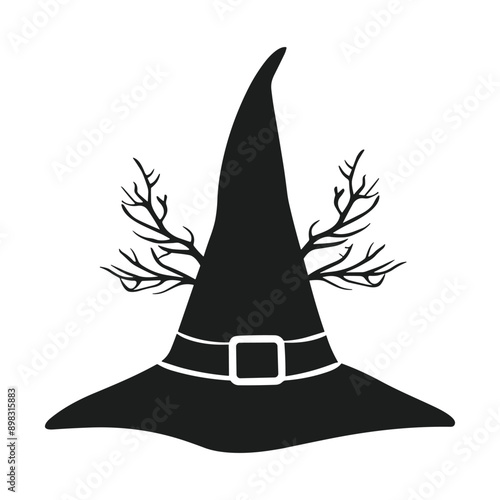 Spooky Witch Hat Silhouette Vector for Seasonal Designs