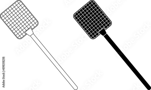 outline silhouette Flyswatter icon set