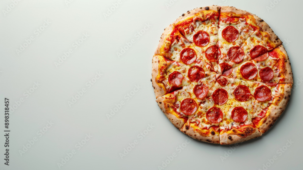 Classic pepperoni pizza on white background Classic pepperoni pizza on white background