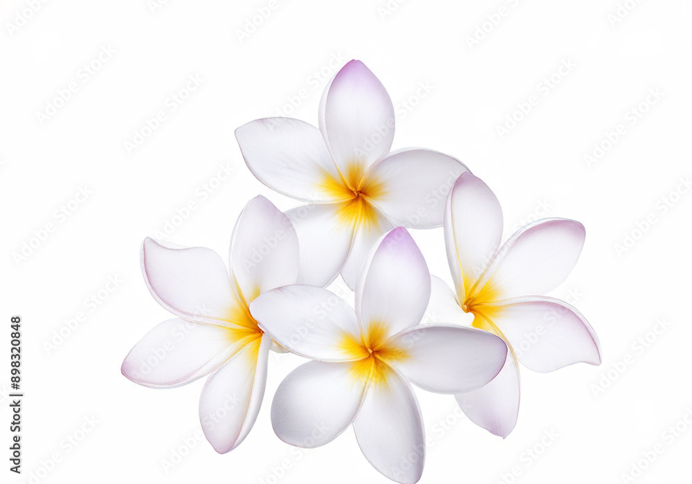 Naklejka premium pink plumeria, pink colorful plumeria groups, Frangipani flower isolated on white background with clipping path.
