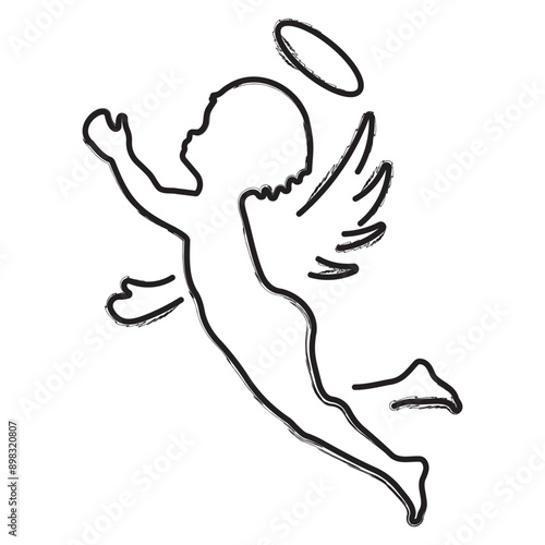 angel brush strokes on a white background. Vector illustration.