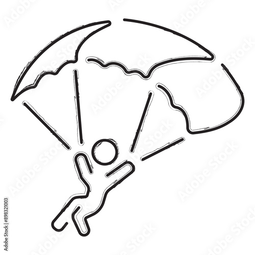 parachutist brush strokes on a white background. Vector illustration.
