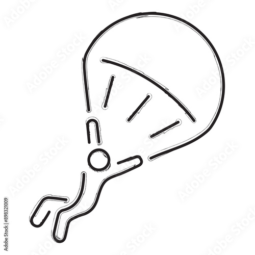 parachutist brush strokes on a white background. Vector illustration.