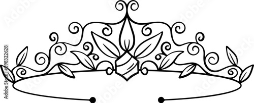 elegant wedding tiara with crystals and leaves