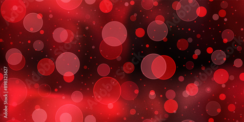 Deep royal red gradient mesh seamless bg with circle pattern. Blurred shine burgundy wallpaper with bokeh imitation. Abstract vector illustration