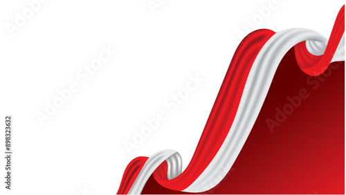 Red and white fabric flowing on red background.
