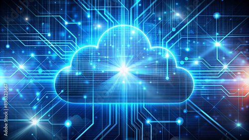 Wallpaper Mural Abstract design of cloud computing technology with data transfer lines, futuristic background Torontodigital.ca