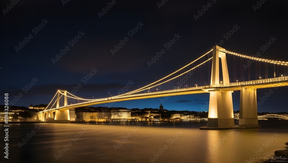 Fototapeta premium A serene and majestic nighttime scene featuring the bridge.generative.ai 