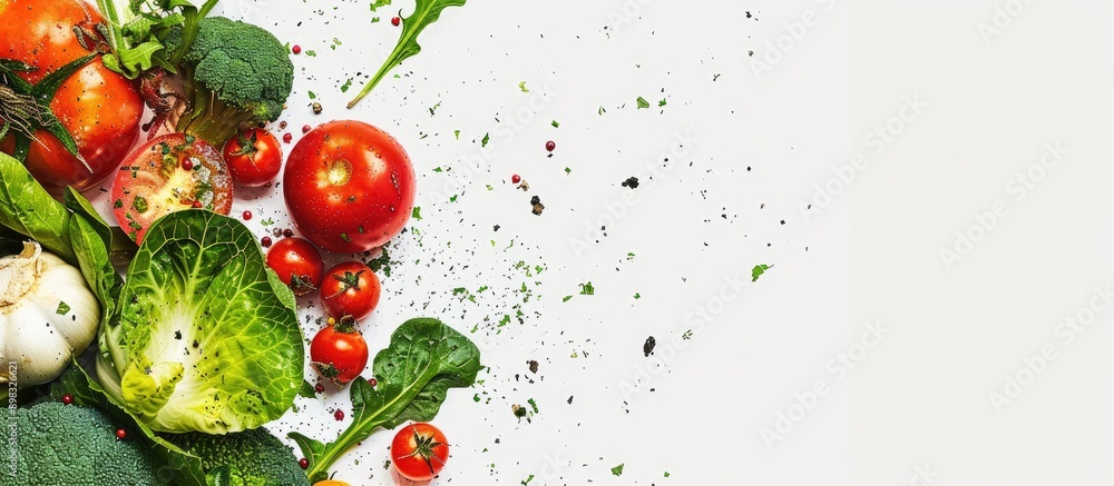 Colorful vegetable mix with a white circle copy space image Colorful vegetable mix with a white circle copy space image
