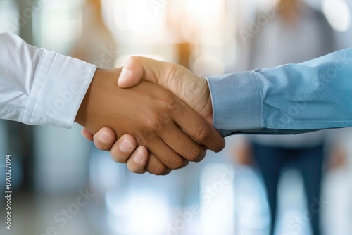 Two Professionals Shaking Hands in Office