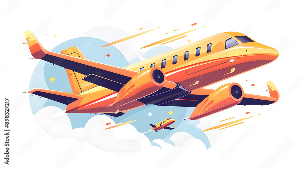 A vibrant and dynamic illustration of a private jet soaring through the clouds, symbolizing luxury and speed. A vibrant and dynamic illustration of a private jet soaring through the clouds, symbolizing luxury and speed.