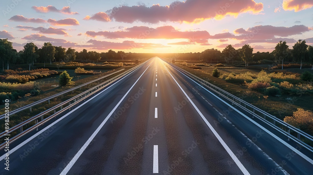 A professional photo of a scenic highway at golden hour, with the warm light and dramatic shadows. A professional photo of a scenic highway at golden hour, with the warm light and dramatic shadows.