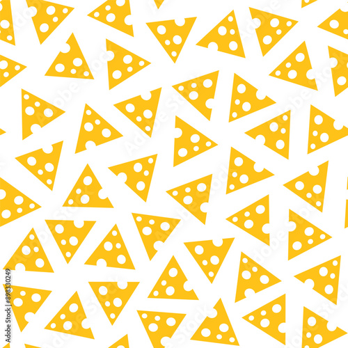 cheese seamless pattern, a collection of triangular shaped cheese pods scattered on a transparent background
