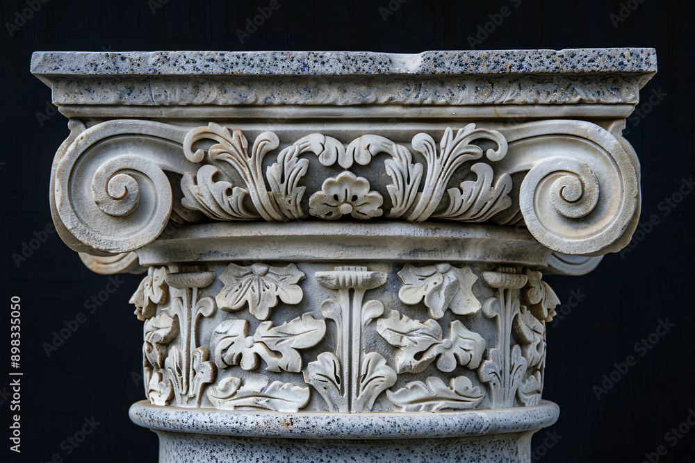 Greek column on black background Greek column on black background
