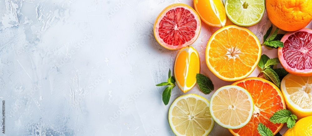 Assortment of juicy citrus fruits with copy space image Assortment of juicy citrus fruits with copy space image
