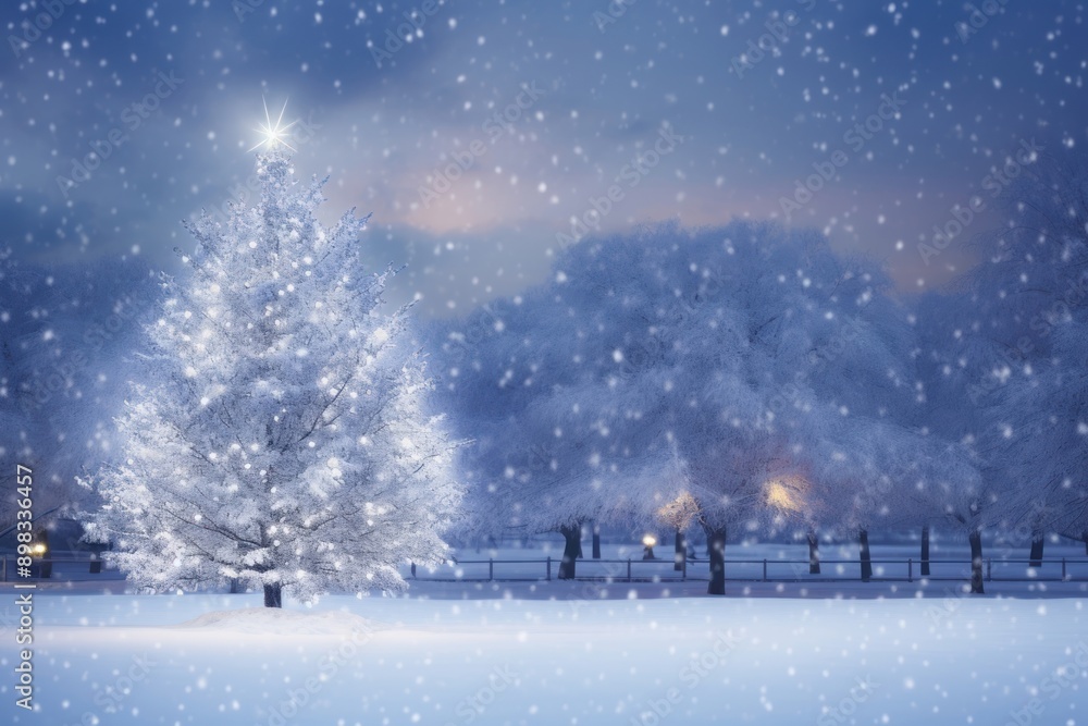 Naklejka premium Christmas snow outdoors winter.