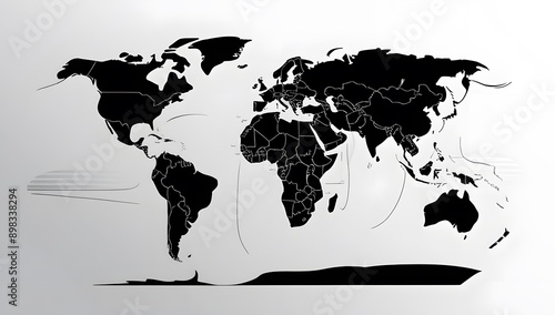 Black Elegant Outline of the World Map