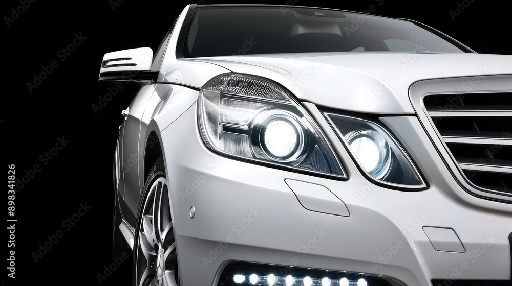The Close-Up Shot of a White Sedan's Front End Is Impressive The Close-Up Shot of a White Sedan's Front End Is Impressive