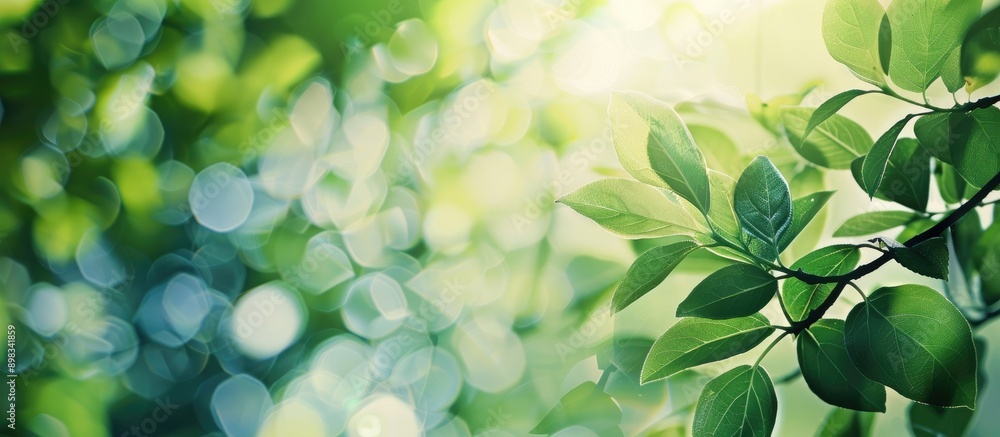 Blurry background with green leaves creating a natural bokeh effect in a copy space image Blurry background with green leaves creating a natural bokeh effect in a copy space image