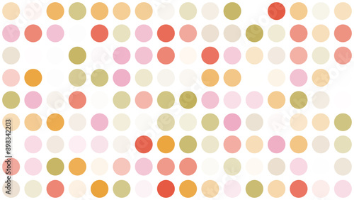 Colorful polka dot abstract pattern on beige background. Contemporary childish doodle design. Circle confetti backdrop. Fun simple festive banner template