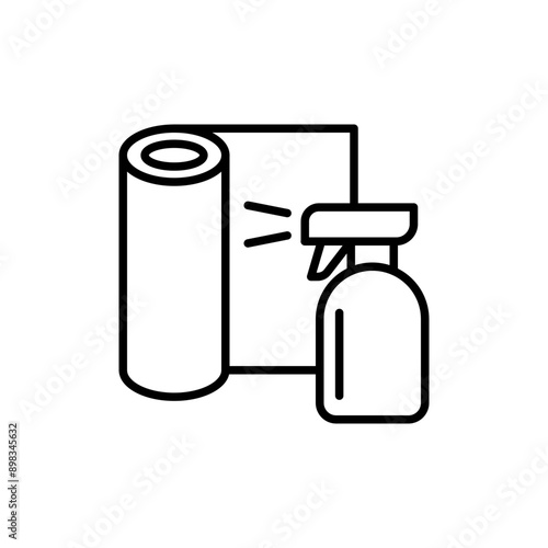 Carpet cleaning outline icons, minimalist vector illustration ,simple transparent graphic element .Isolated on white background