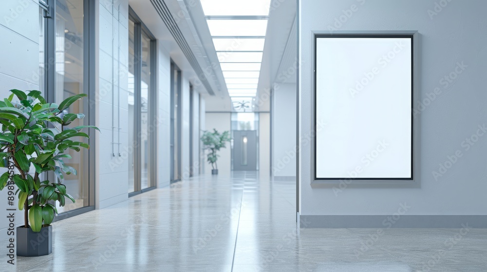 Empty Hallway With Large Blank Billboard Empty Hallway With Large Blank Billboard