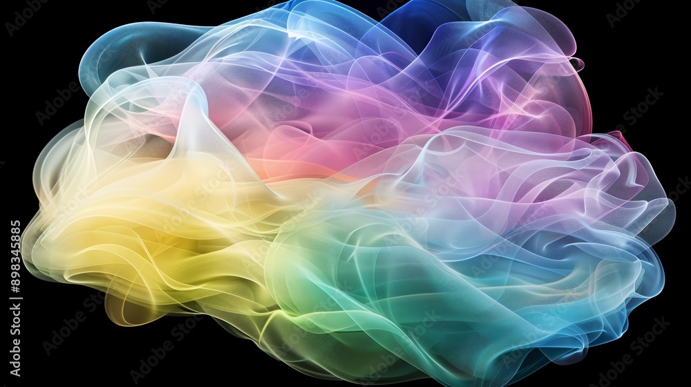 Obraz premium Abstract background forming colorful wavy shapes resembling smoke or clouds