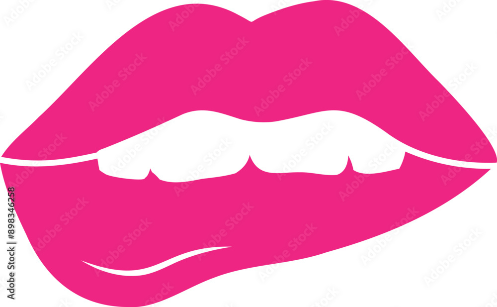 Pink biting lips. Female mouth icon. Vector illustration Pink biting lips. Female mouth icon. Vector illustration