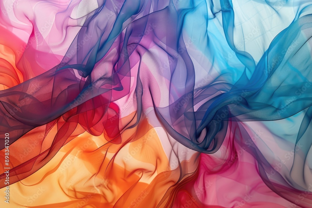 Layers of translucent color creating a sense of depth, Colorful fabric with rainbow pattern, perfect for adding a pop of color to any room or outfit, AI generated Layers of translucent color creating a sense of depth, Colorful fabric with rainbow pattern, perfect for adding a pop of color to any room or outfit, AI generated